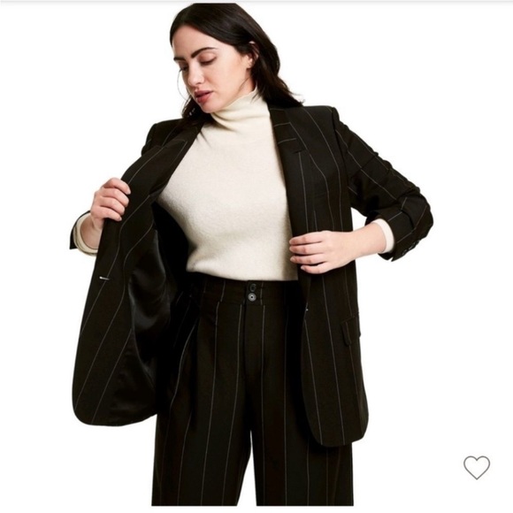 Nili Lotan x Target Women's Pinstripe Classic Blazer - Anthracite Black 1X - Picture 4 of 5